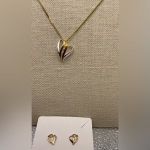 Vermeil heart set necklace and earrings